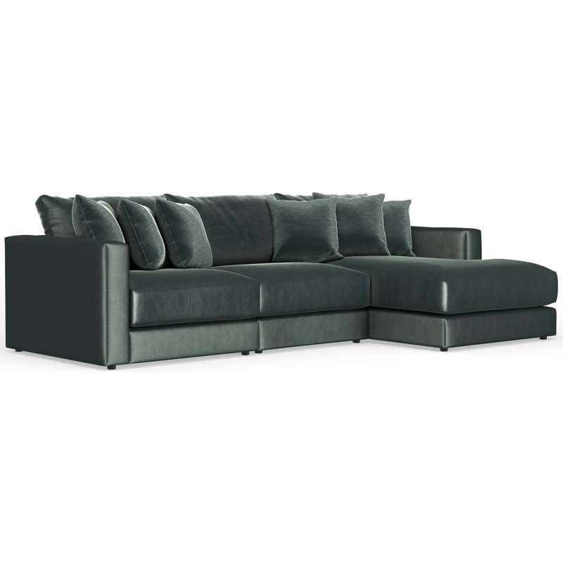 Nyrie 3-piece Modular Sofa Chaise, Green Polyester