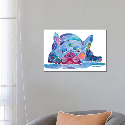 French Bulldog Blue by Jo Lynch - Wrapped Canvas Gallery-Wrapped Canvas Giclée
