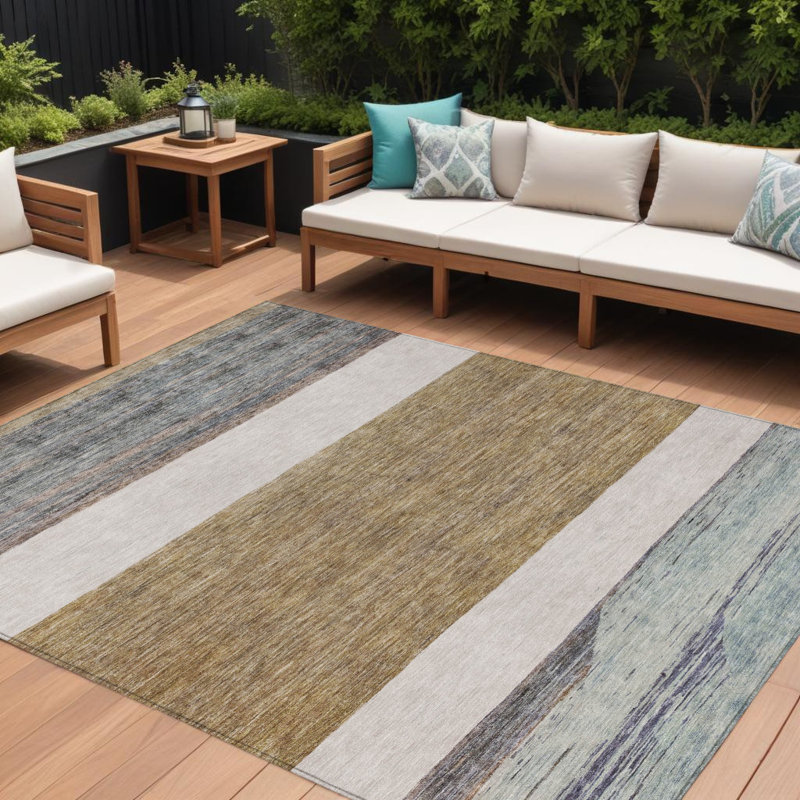 Tapis intérieur lavable abstrait 8 pi x 10 pi brun