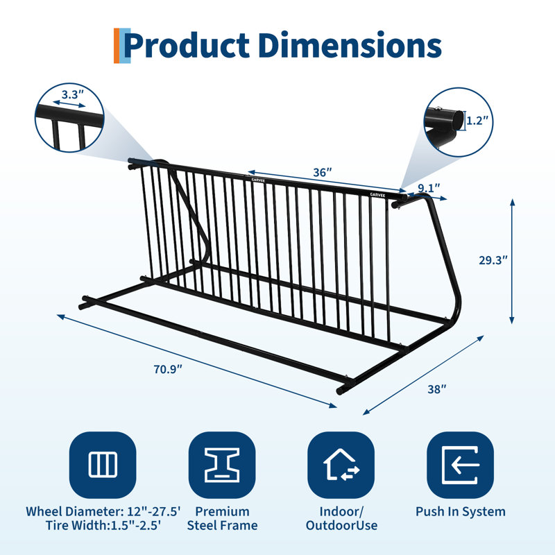 Grille de support à vélo, support à vélos, garage robuste pour les rues, les cours et les événements de vélo, Noir
