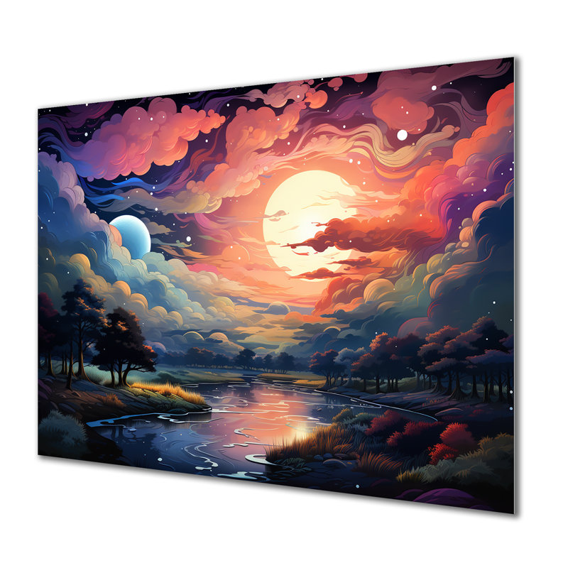 Toile panoramique Horizon II - arc-en-ciel, art mural en métal, H 12 po x l 20 po x P 1 po
