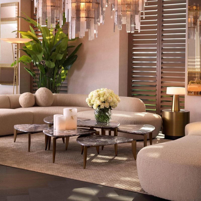 Coffee Table Reggioni Brushed Brass Finish Set Of 3 - 3 Frames