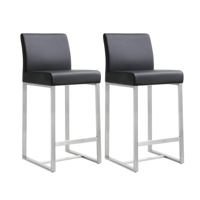 Upholstered Counter Stool with Metal Frame