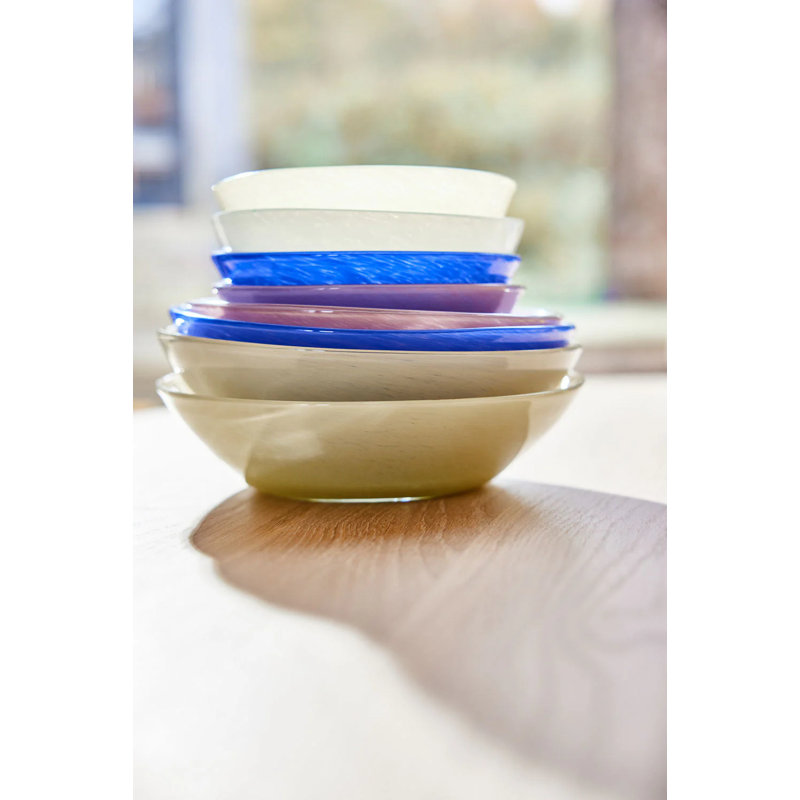 Kojo Glass Serving Bowl, Vanilla