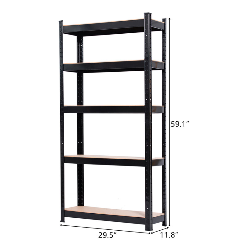 Étagère de rangement à 5 niveaux Lylan, H 59,05 po x l 29,52 po x P 11,81 po, Noir