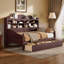 Lit simple Marjorie avec tiroirs de rangement et étagère de tête de lit-1529654804