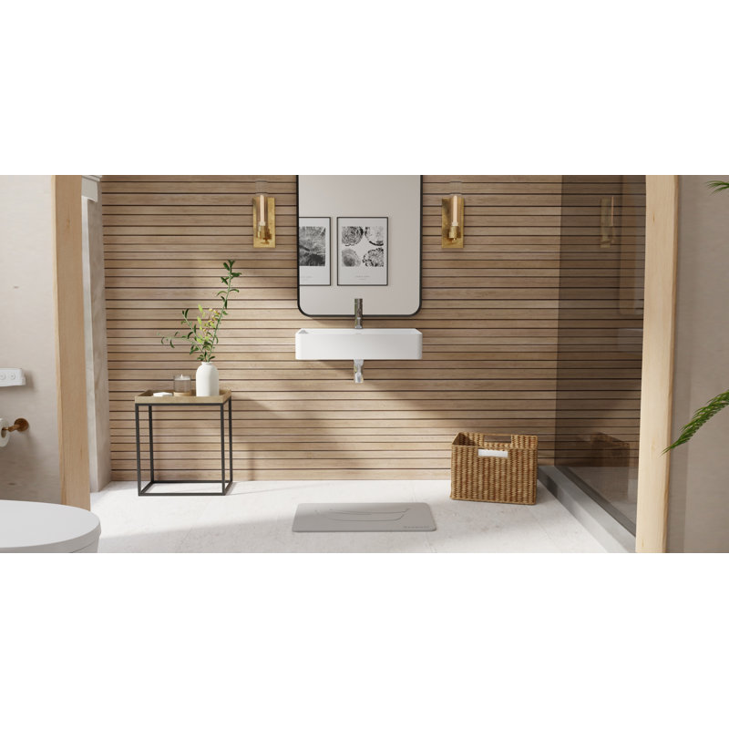 Lavabo de salle de bain mural rectangulaire en résine avec trop-plein 23,6 po x 17,7 po Badeloft WT-01-M-M, Blanc mat