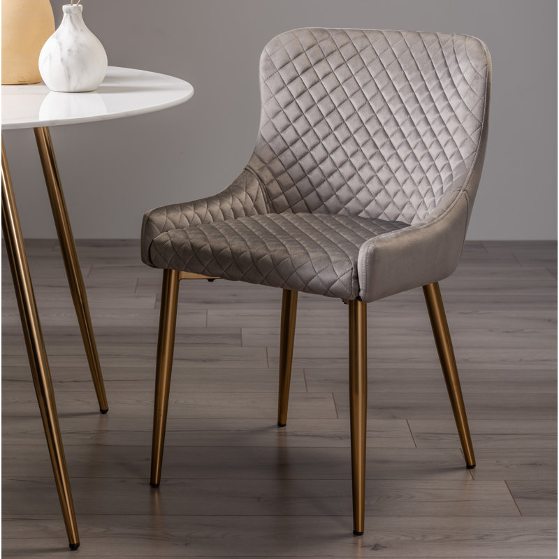 Noa 49cm H Velvet Upholstered Metal Parsons Chair, Grey, Black