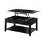 Table basse à plateau relevable en noir avec plateau élégant et rangement latéral en bois