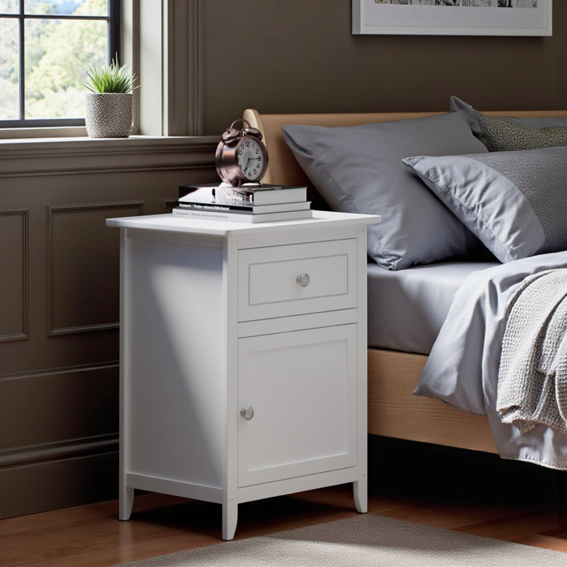 Emerson Accent Table with Removable Handle in White, 24.78'' H X 18.39'' W X 14.73'' D, White