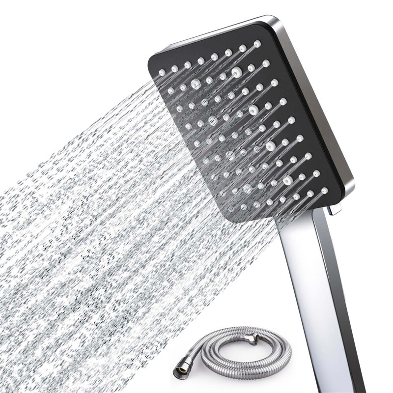 Handheld Shower Head, Silver/Matte Black
