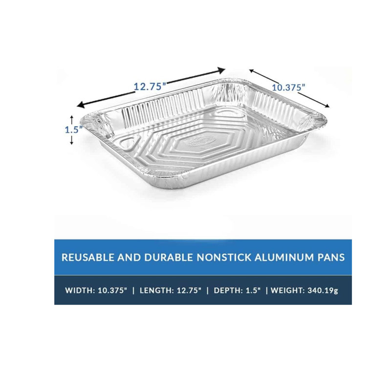 Half Size Rectangle Aluminum Shallow Pan – Disposable For Catering Events, Buffet Stations, Chafing Dishes, Oven Roasting, Baking, Steam, Meal Prep, Freezer Storage, Takeout And Food Service (50)