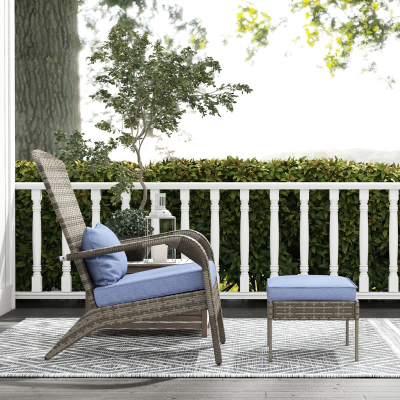 Chaise de patio et extérieur gris pour la cour. Siège relax, tissé à la main, assemblage rapide, coussins de siège agréables, dossier haut, patio spacieux et agréable, jardin