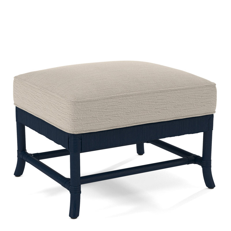 Lafayette Ottoman, Navy, White Performance Fabric; 0851-94