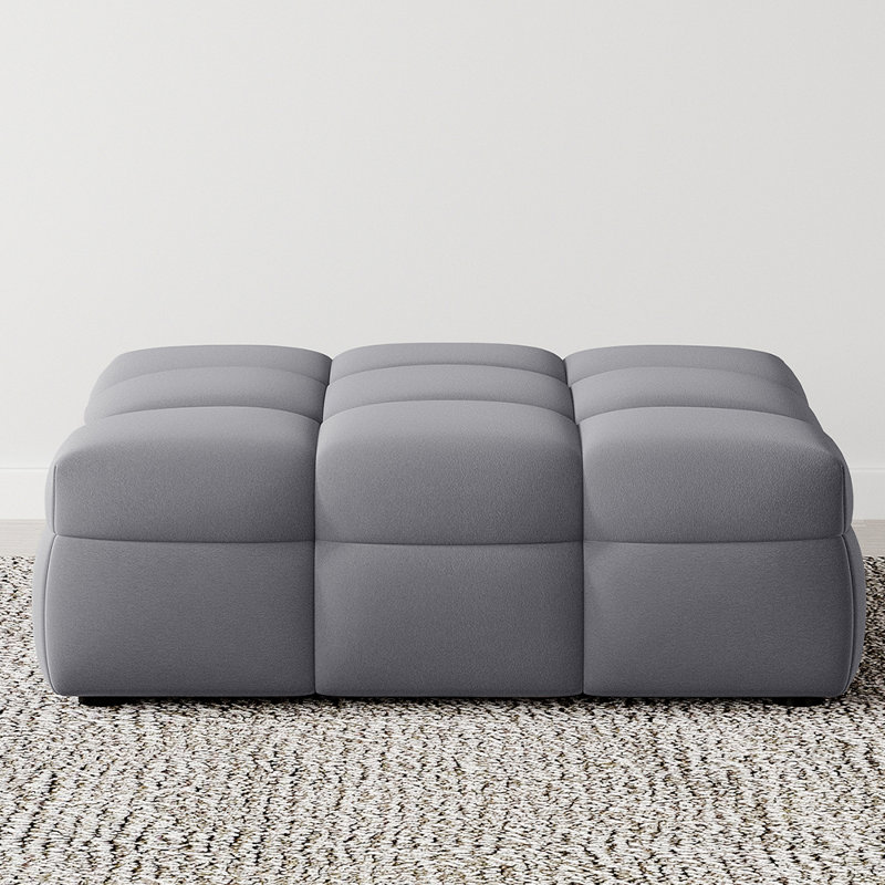 Elmfield 100cm Wide Square Solid Colour Cocktail Ottoman, Grey