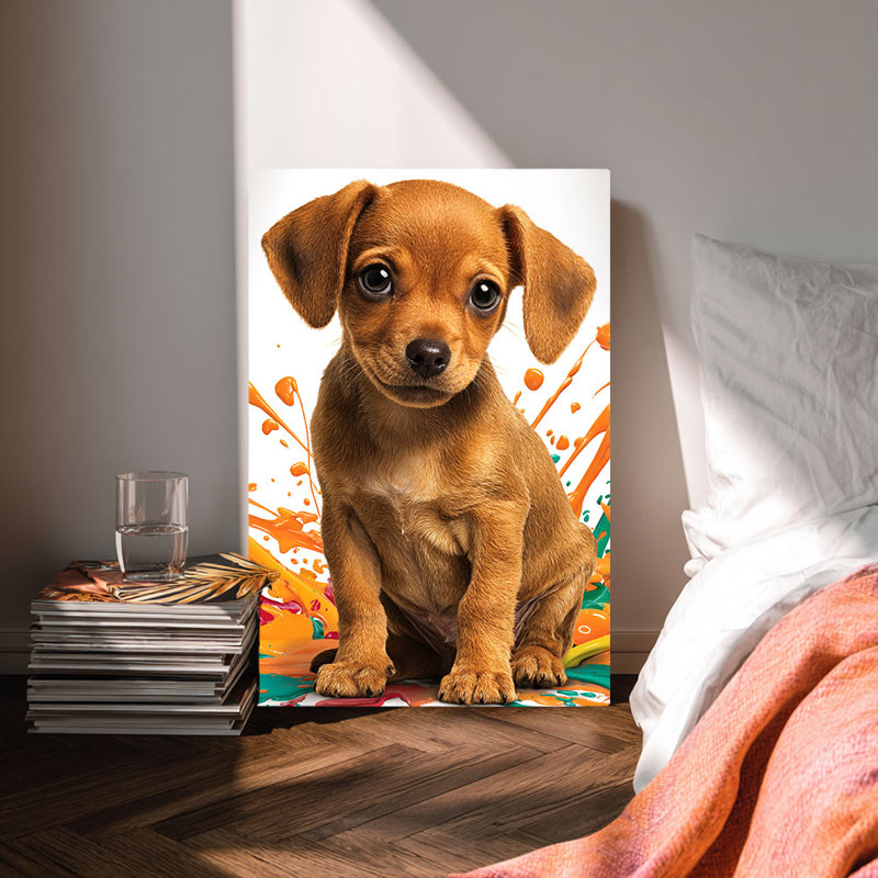 Vibrant Pop Art, impression sur toile chiot haute définition - Studio, 18*12 inch (45*30*2cm)
