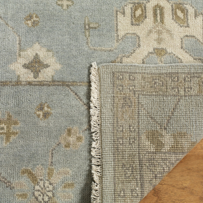 Ajanthan Hand Knotted Wool Blue/Ivory Rug