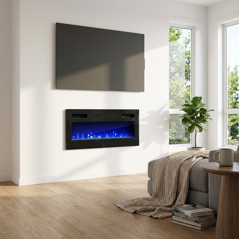 31.5" Electric Fireplace Heater - Black, Black