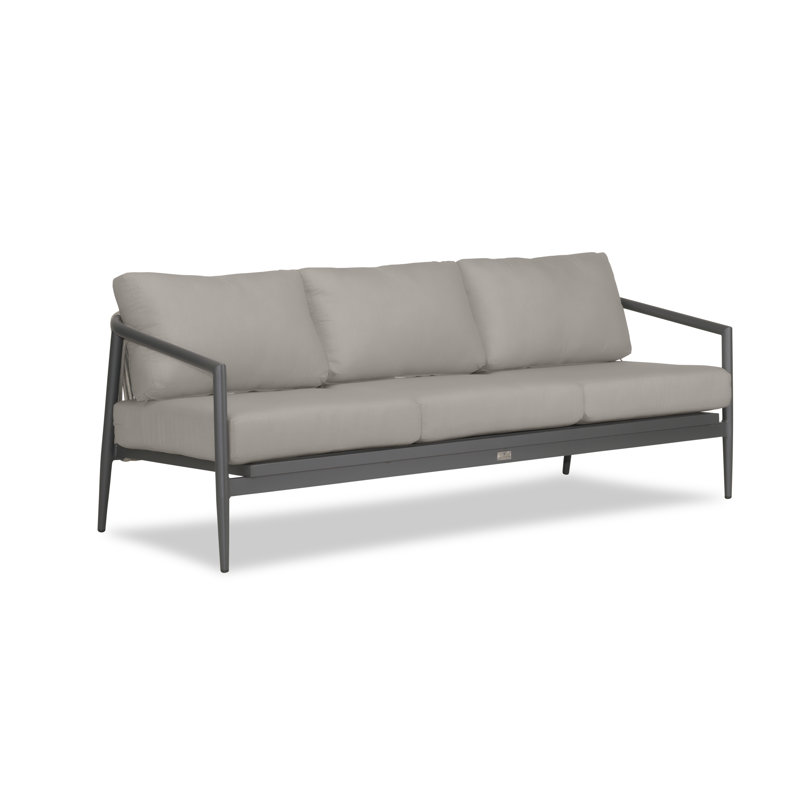 Delaine 83.25'' Wide Powder Coated Aluminum Patio Sofa with Cushions, Canvas Charcoal Sunbrella® Canvas, Slate