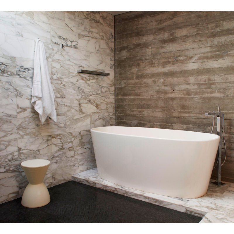 Ove 66.25'' L Soaking Bathtub, Brushed Nickel, White Matte
