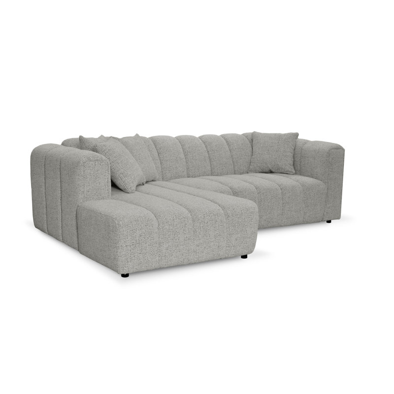 3 Seater Corner Sofa, Left Hand Facing, Polyester - Ash Grey