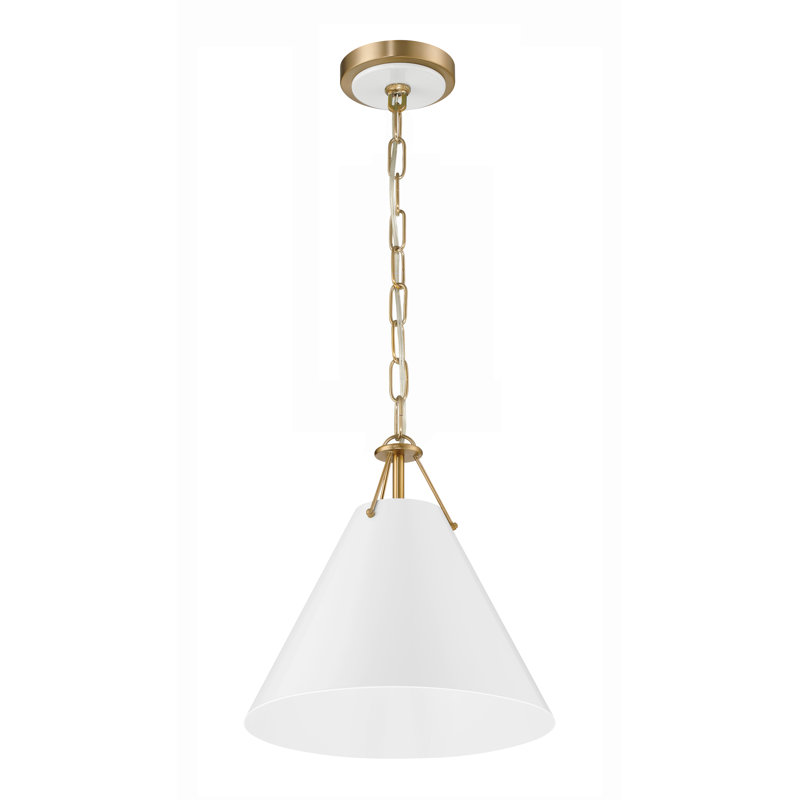 Luminaire suspendu conique en métal 1 lumière Kinston , Doré vibrant, Blanc