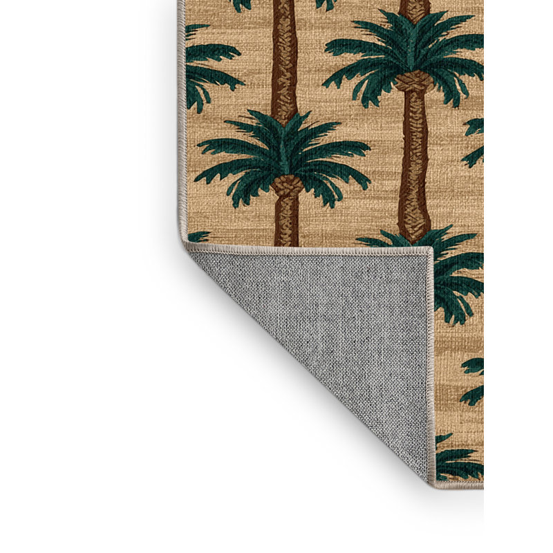 Washable Palm Groups Hawaiian Area Rug, Rectangle 7' x 10'