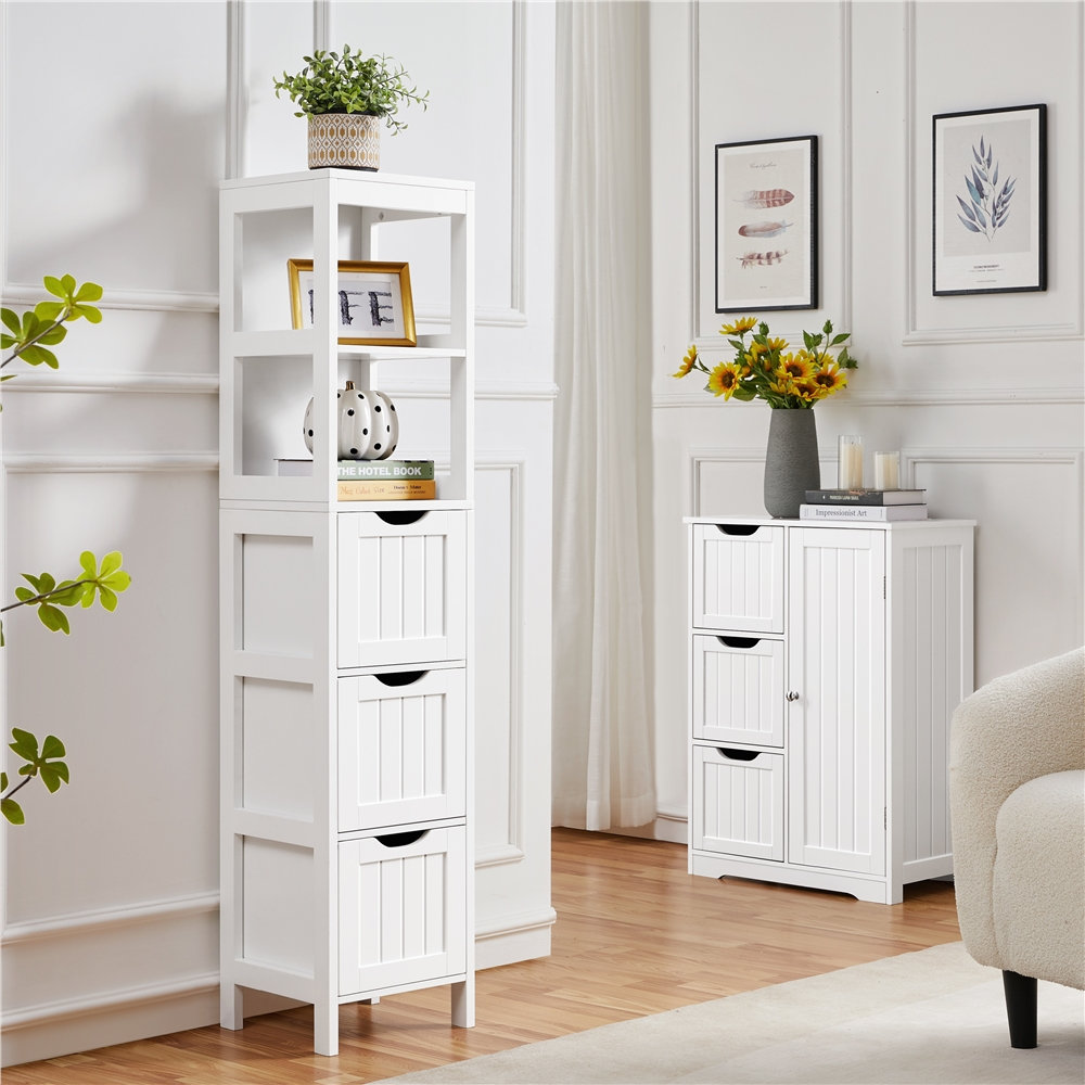 Zipcode Design™ Hunsberger 23.6'' W x 67'' H x 11.8'' D Linen Cabinet with  2 Drawers, White & Reviews