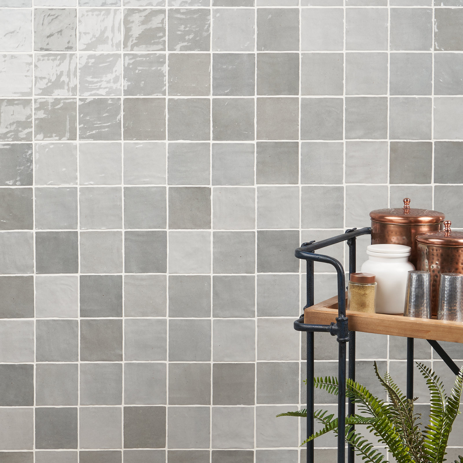 Karma 4" x 4" Ceramic Wall Tile, Gray