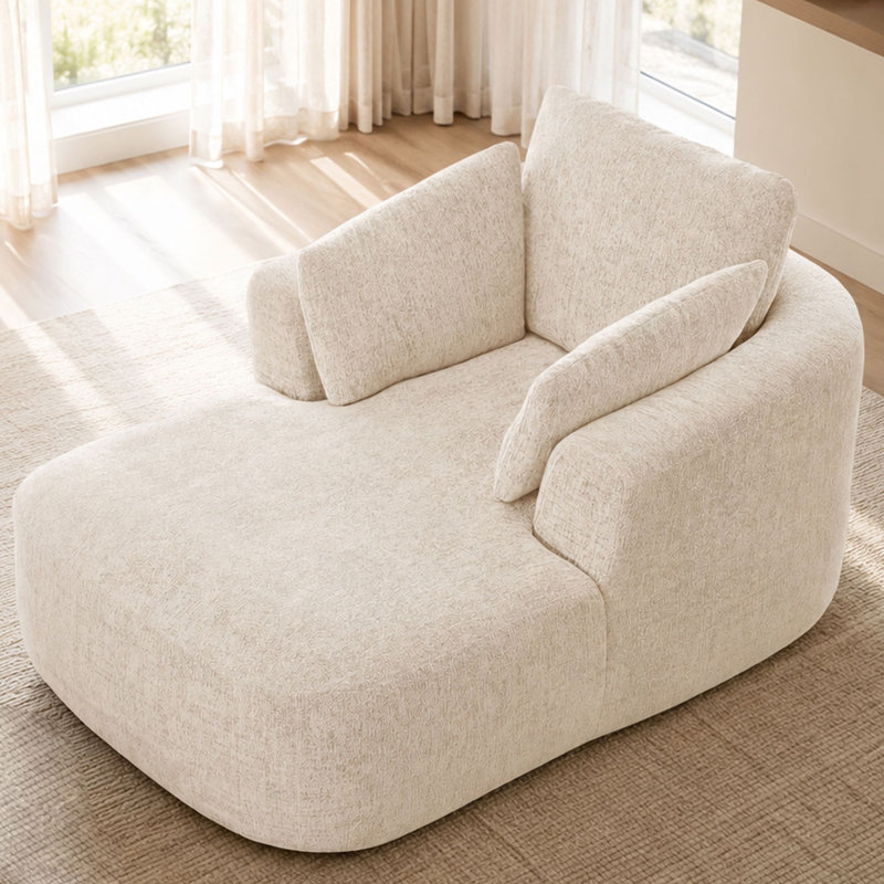 MIMO Chenille Foam Recliner Sofa Bed, Beige