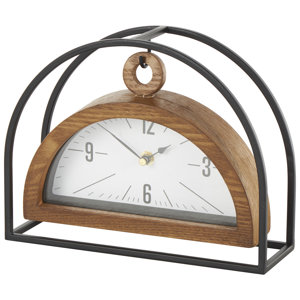 Analog Metal Quartz Tabletop Clock Brown