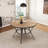 Round Dining Table with Black Metal Trestle Legs