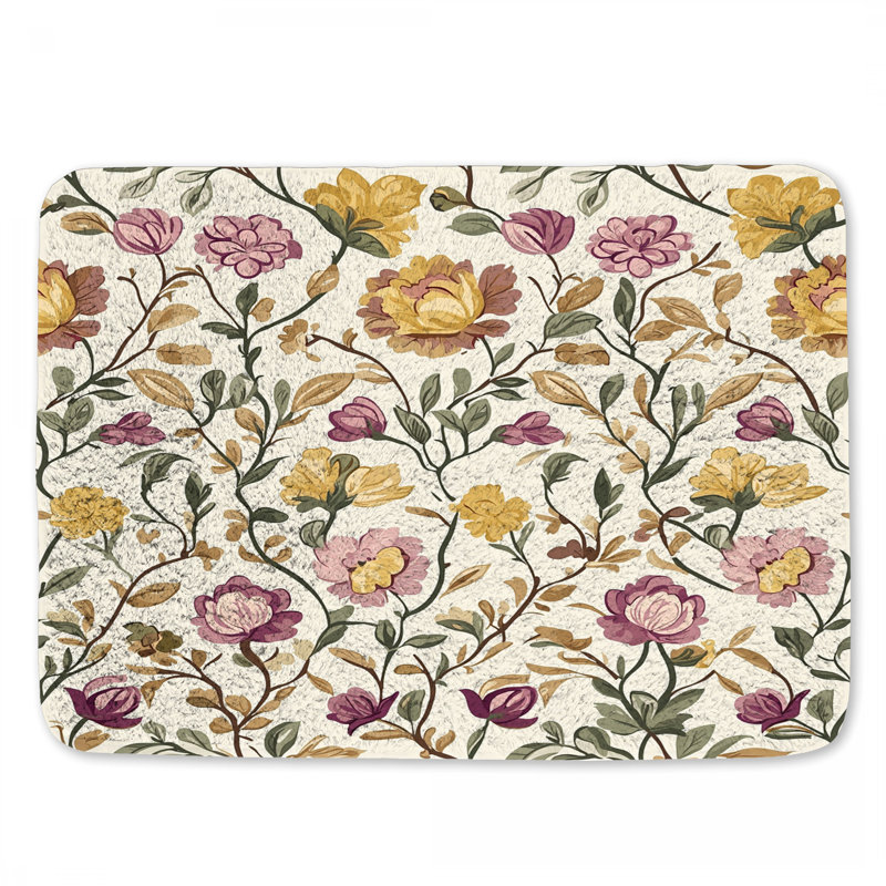 Tapis de bain à motif floral, L 34 po x l 21 po