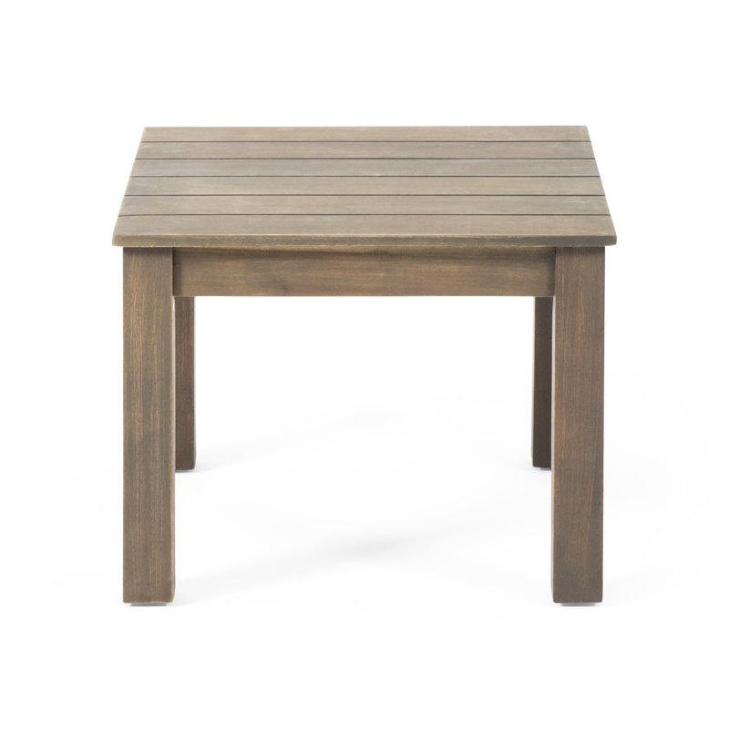 Wood Side Table With Slat Design - Grey, 19.32W X 19.32D 15.04H Grey Open Top, 19.32 15.04, Gray
