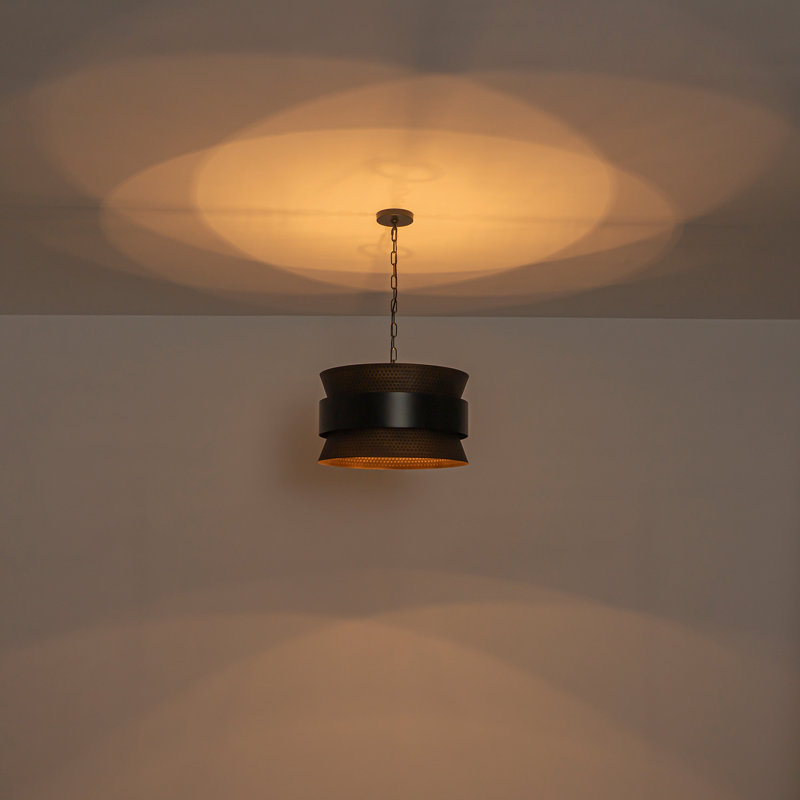 Lustre tambour 4 lumières en métal martelé