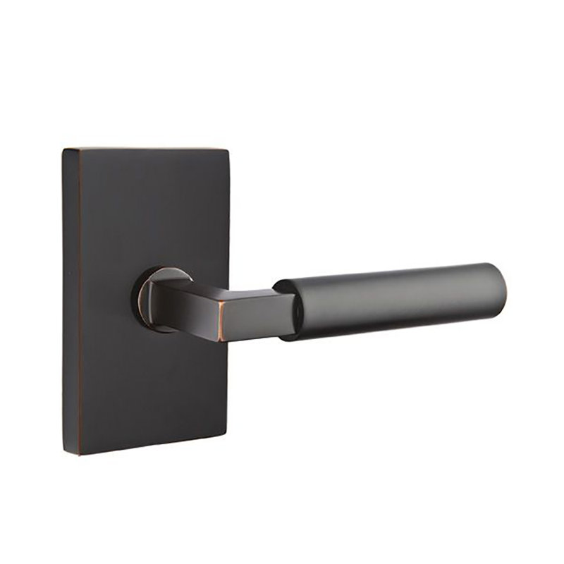 Levier de porte d'intimité (lit et bain) avec rosette, Bronze huilé, Droite