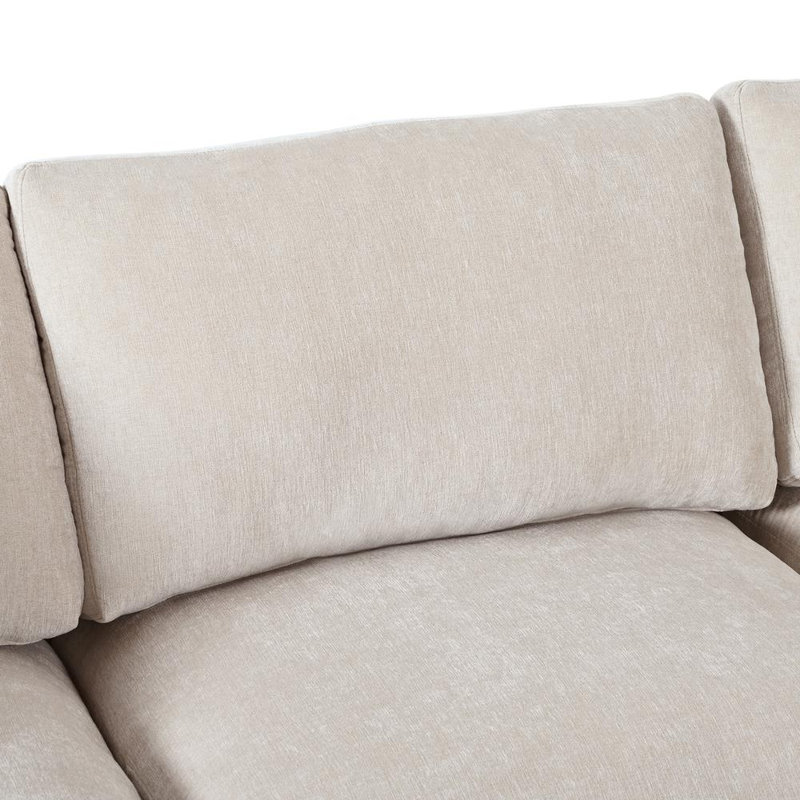 3-Piece Sectional Sofa, Beige Chenille