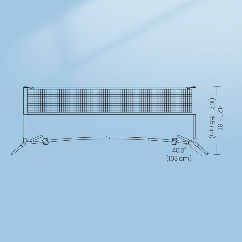 Filet de badminton de 10 pi de largeur, filet de volleyball réglable en hauteur, filet de pickleball pliable pour tennis junior, enfants, terrain intérieur et extérieur