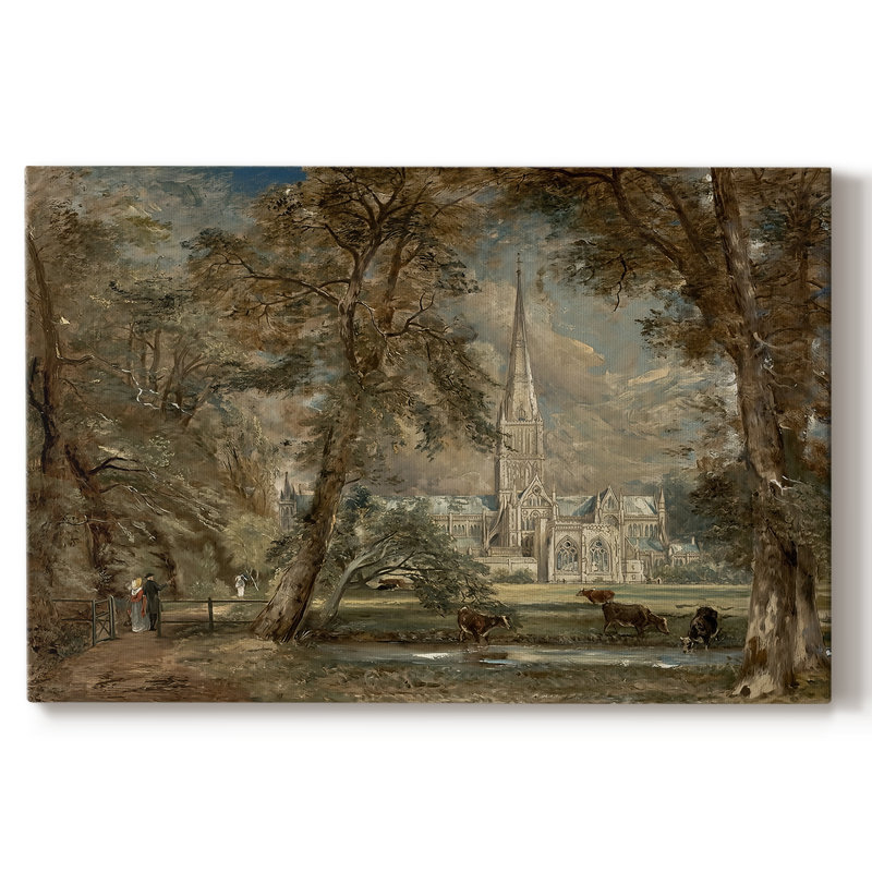 Cathédrale de Salisbury vue de l'évêché-John Constable-Toile tendue avec châssis-1823, 24 x 36