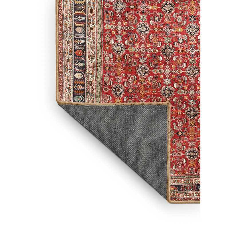 Tapis traditionnel rouge / beige / brun, Rectangle 5 pi x 7 pi