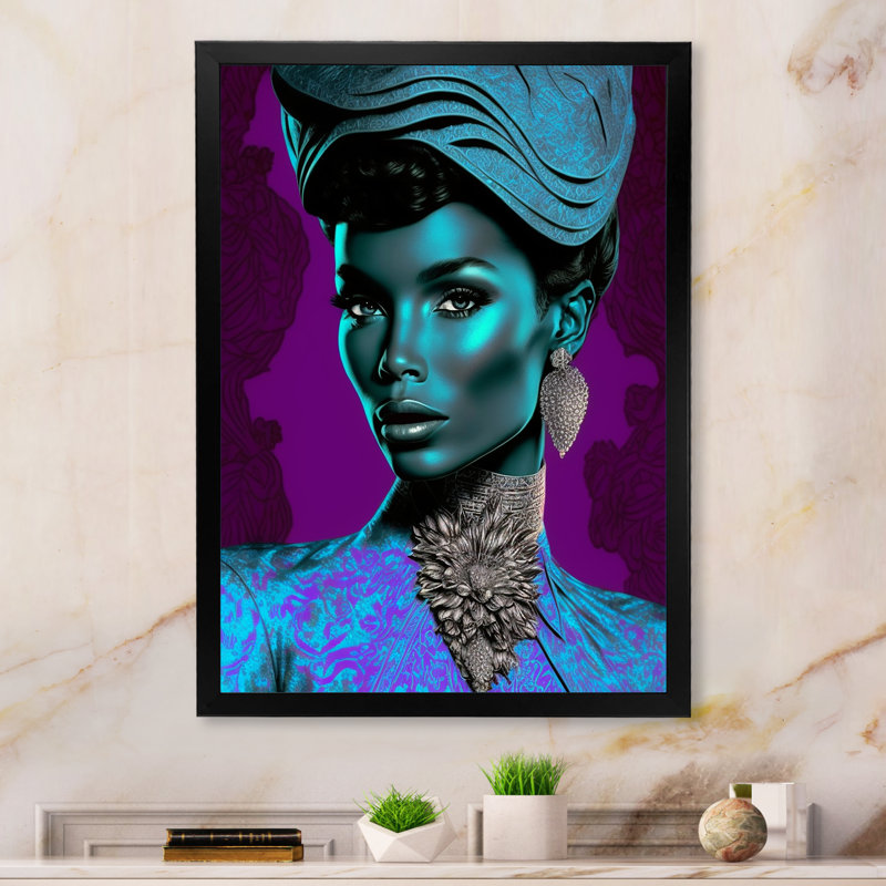 «Durva Beautiful Retro African American Model I», reproduction sur toile, Cadre photo noir, H 20 po x l 12 po x P 1 po