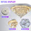 Plafonnier encastré 24 po avec lustres en cristal à intensité variable moderne avec télécommande, chrome-2094575260-2094748001