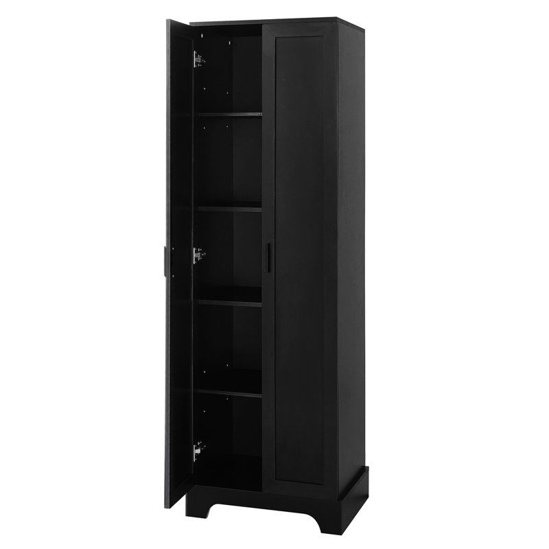 Armoire de rangement avec deux portes pour salle de bain, bureau, tablette réglable, panneau de fibres à densité moyenne