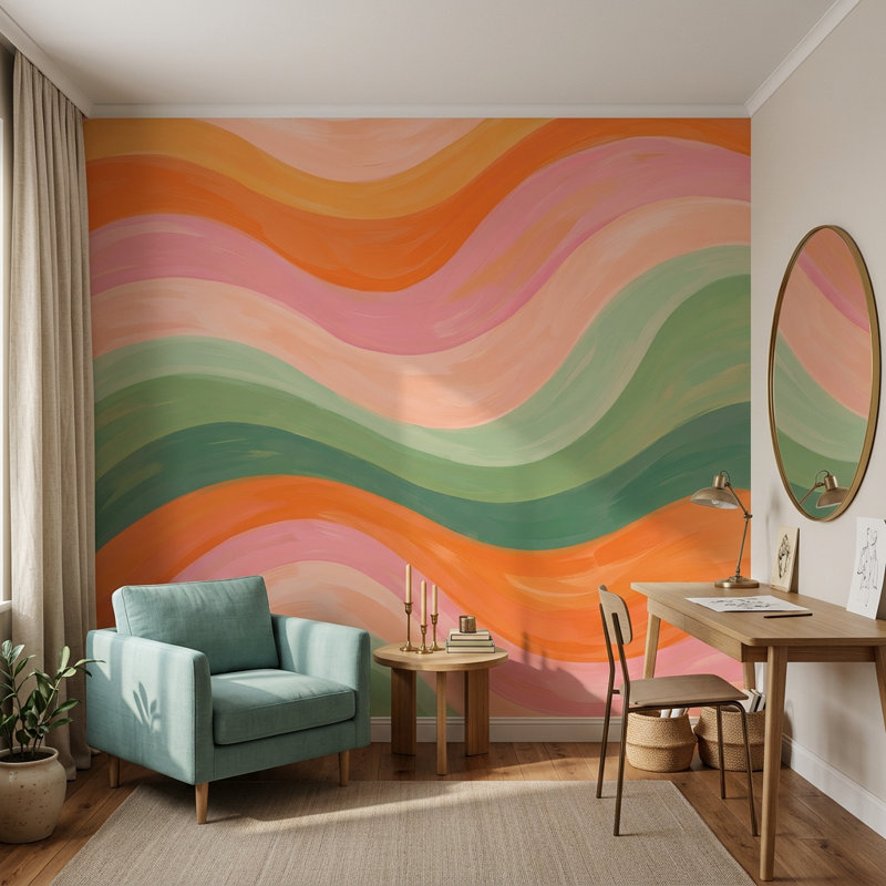 Papier peint moderne Mid Century, Non tissé, 160 po x 108 po