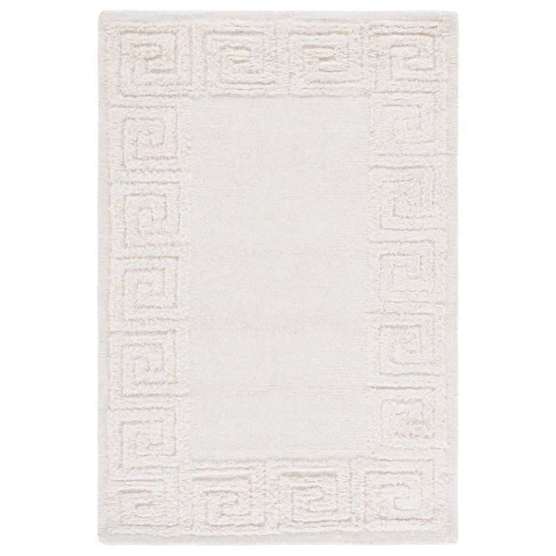 Tapis ivoire en laine / coton touffeté à la main Dreshon, Rectangle 4pi x 6 pi