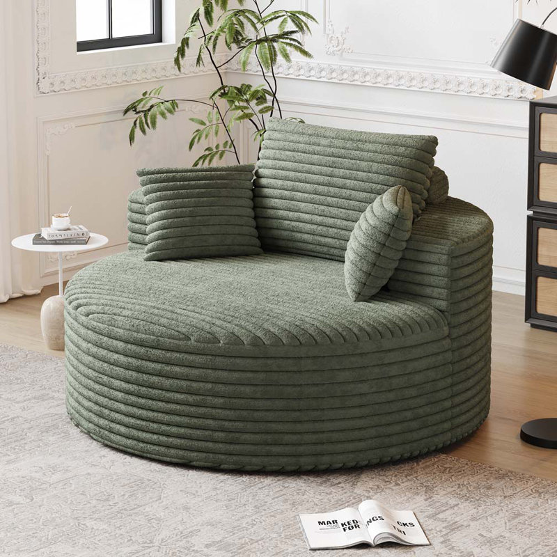 Fauteuil demi-tonneau Corduroy, Vert