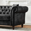 Fauteuil à 2 places moderne noir Mid-Century de 66 po avec structure en bois massif et en tissu de haute technologie, accoudoirs roulés, convient à un appartement, siège mi-moelleux, coussins décoratifs noirs, conception européenne