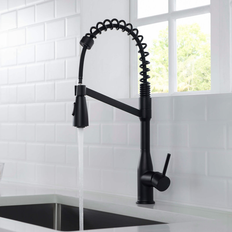 Robinet de cuisine à poignée simple avec accessoires Largo, Noir mat