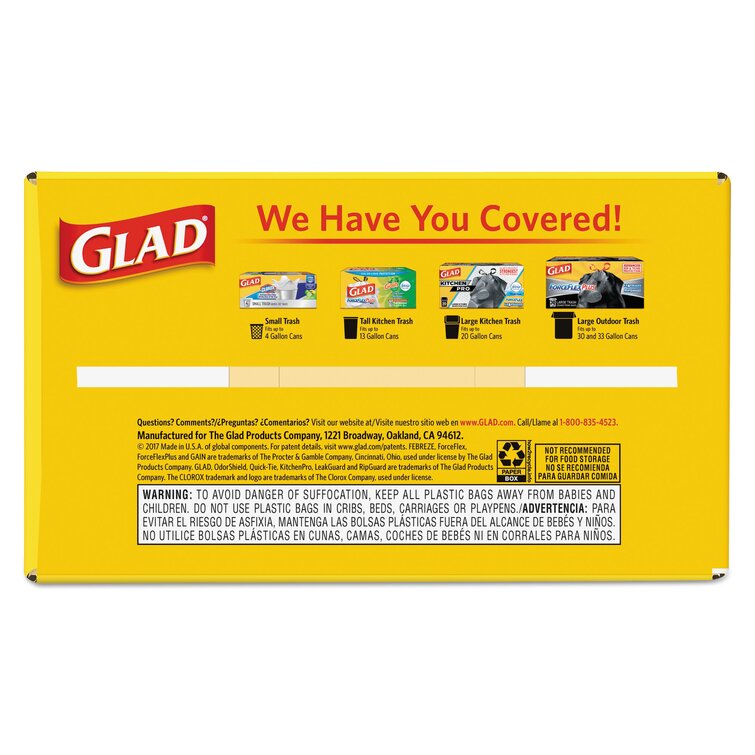 Glad 4 Gallon Trash Bags Small Pack 30 Count - Convenient Waste