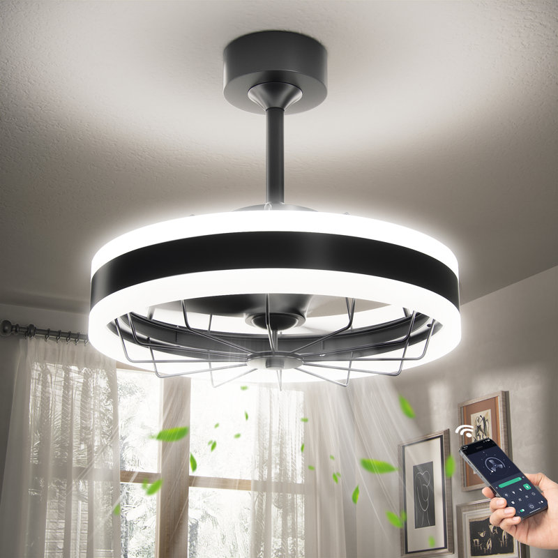 Modern LED Ceiling Fan with Lights Seamless Dimming 6 Speeds With Remote Control Timer Function